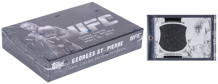 2011-12 Topps UFC Bloodlines Anderson Silva Relic Card (#1/1) & Box Collection with a UFC 129 Georges St-Pierre Box Set